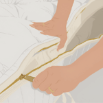 a person zipping open a diy zippered mattress cover