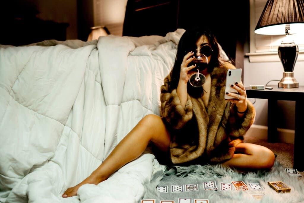 A woman in her bedroom