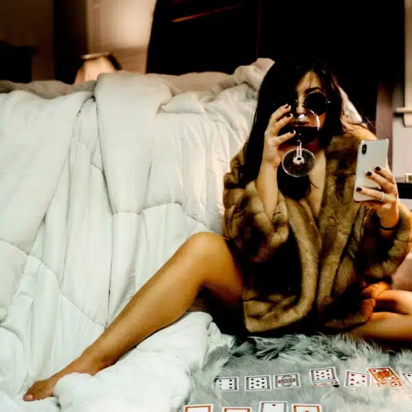 A woman in her bedroom