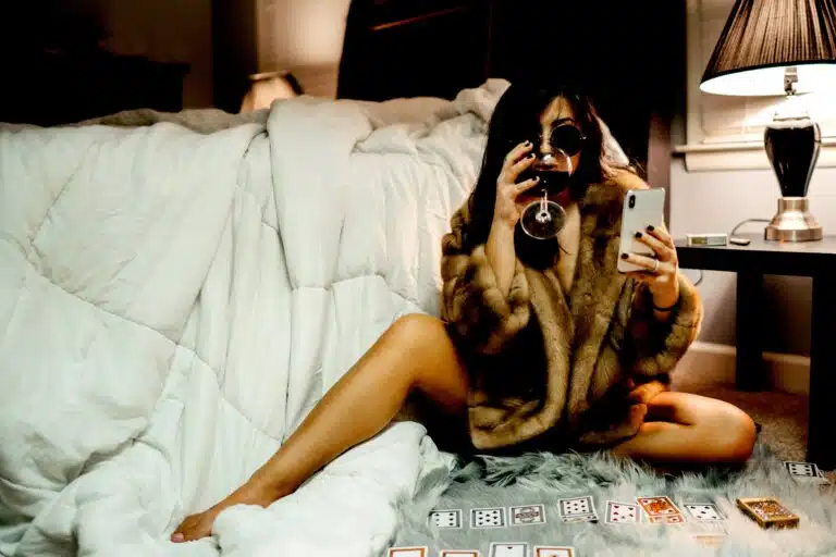 A woman in her bedroom