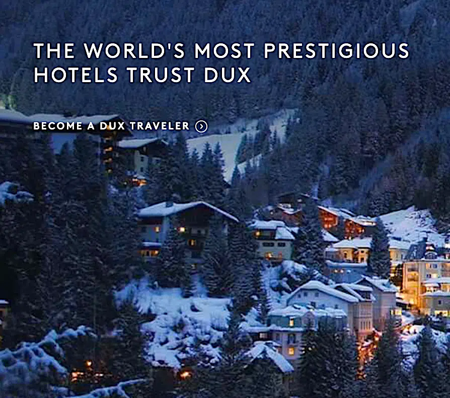 a group of boutique hotels on a snowy mountain