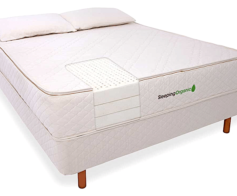 a mattress with a white cover