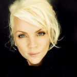 a woman with blonde hair