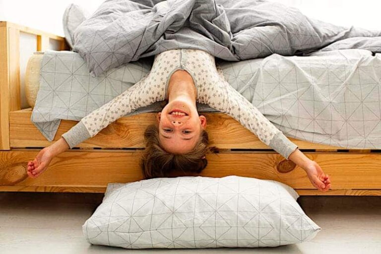 young girl enjoying a vegan and organic mattress.