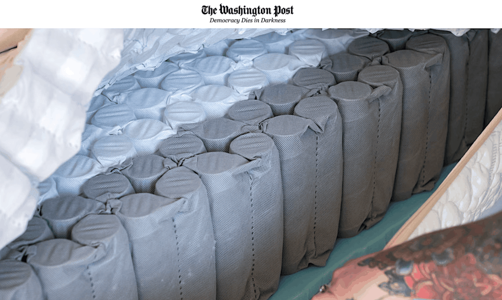 a close up of an unzipped DIY mattress