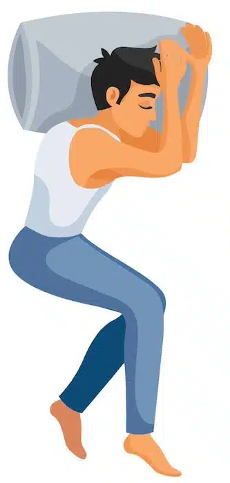 a cartoon of a man sleeping on his side