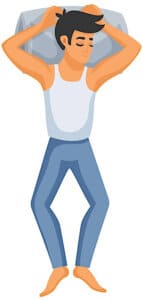 a cartoon of a man sleeping on his back