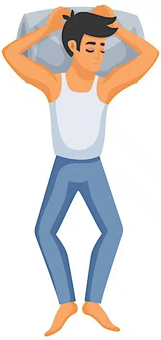 a cartoon of a man sleeping on his back