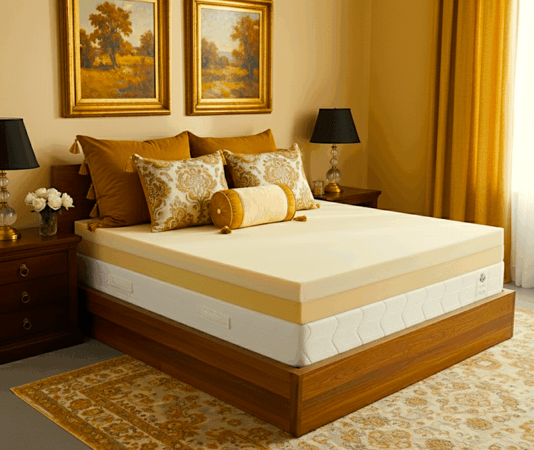 A mattress with 2 toppers