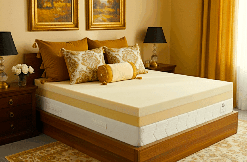 A mattress with 2 toppers