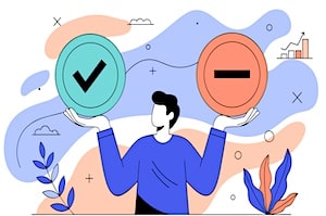 Balancing pros and cons visually.