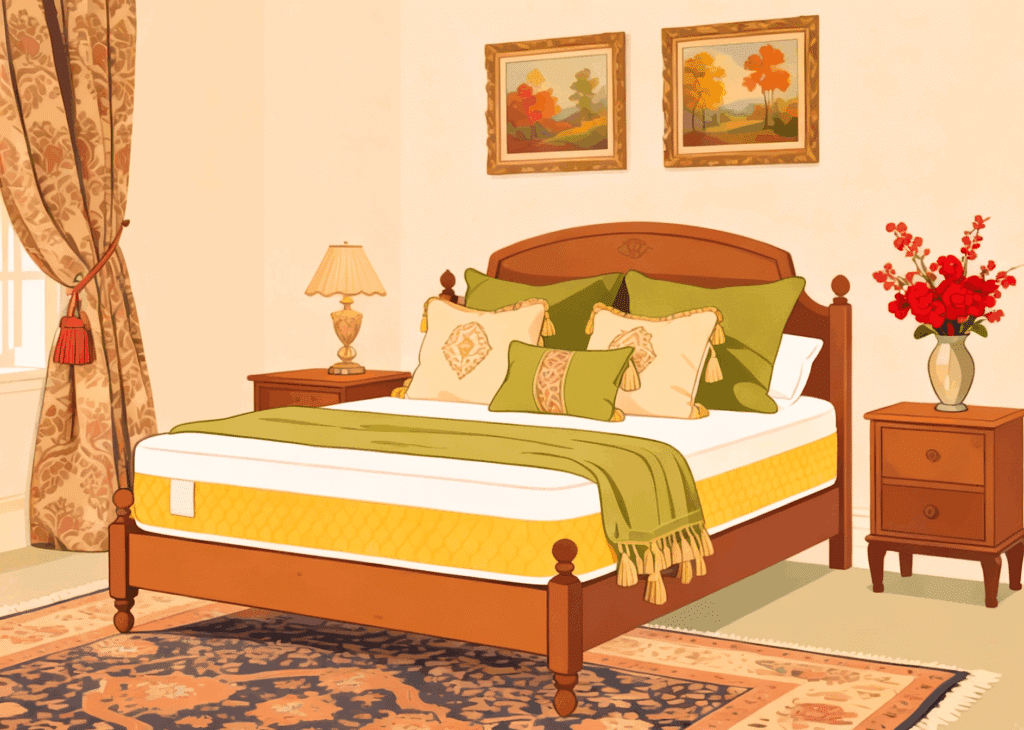 Cozy bedroom with a quasi-DIY mattress.